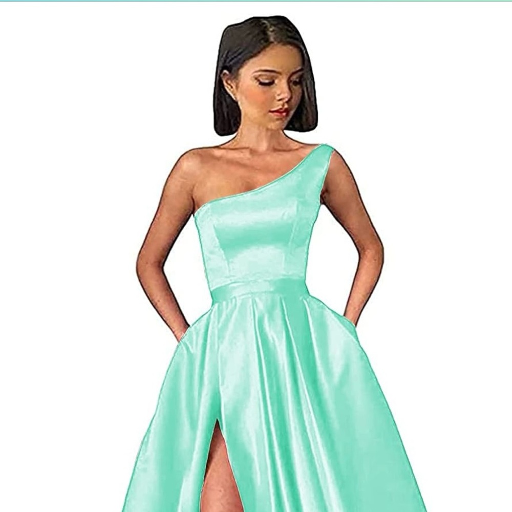 Satin one shoulder promo dress